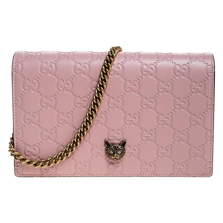 Gucci Blush Pink Guccissima Leather Cat Head Chain Bag For Sale at 1stDibs  | gucci bag with cat head, gucci cat purse, gucci cat bag