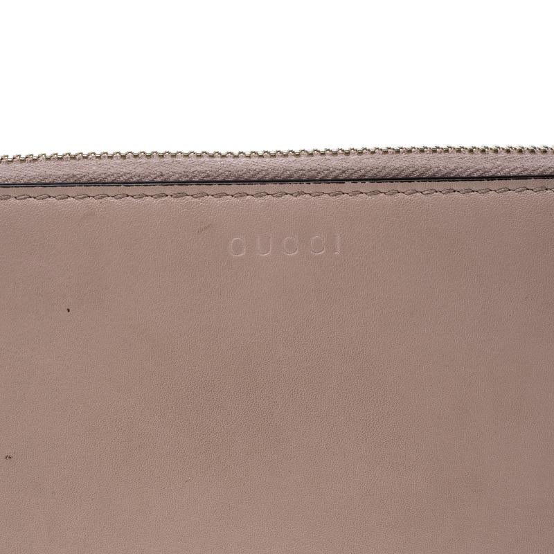 Gucci Blush Pink Leather Bamboo Zip Around Wallet 1