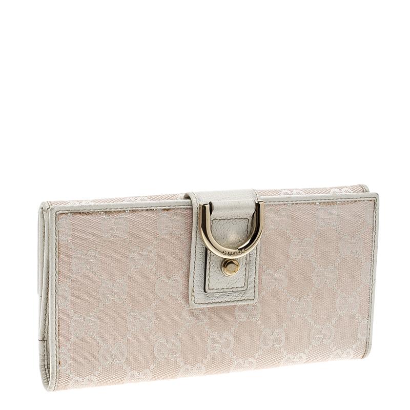 Gucci Blush Pink/Off White GG Canvas Continental Wallet 1