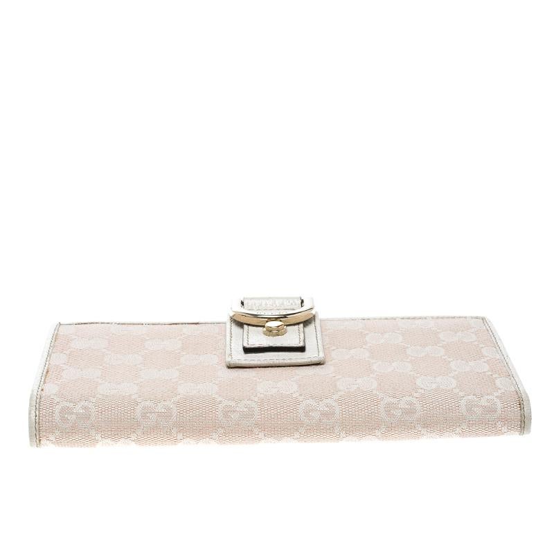 Gucci Blush Pink/Off White GG Canvas Continental Wallet 5