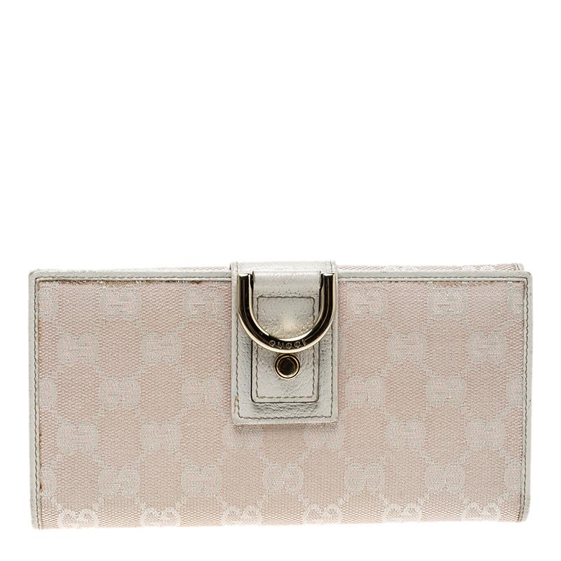 Gucci Blush Pink/Off White GG Canvas Continental Wallet