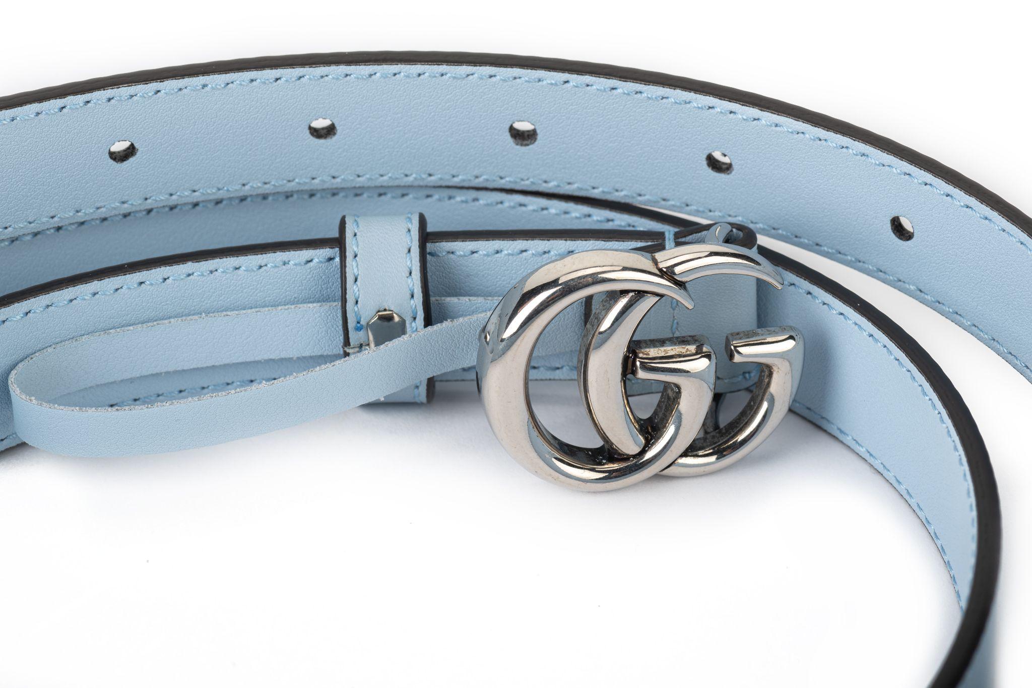Gucci BN Celeste Leather GG Thin Belt In New Condition For Sale In West Hollywood, CA