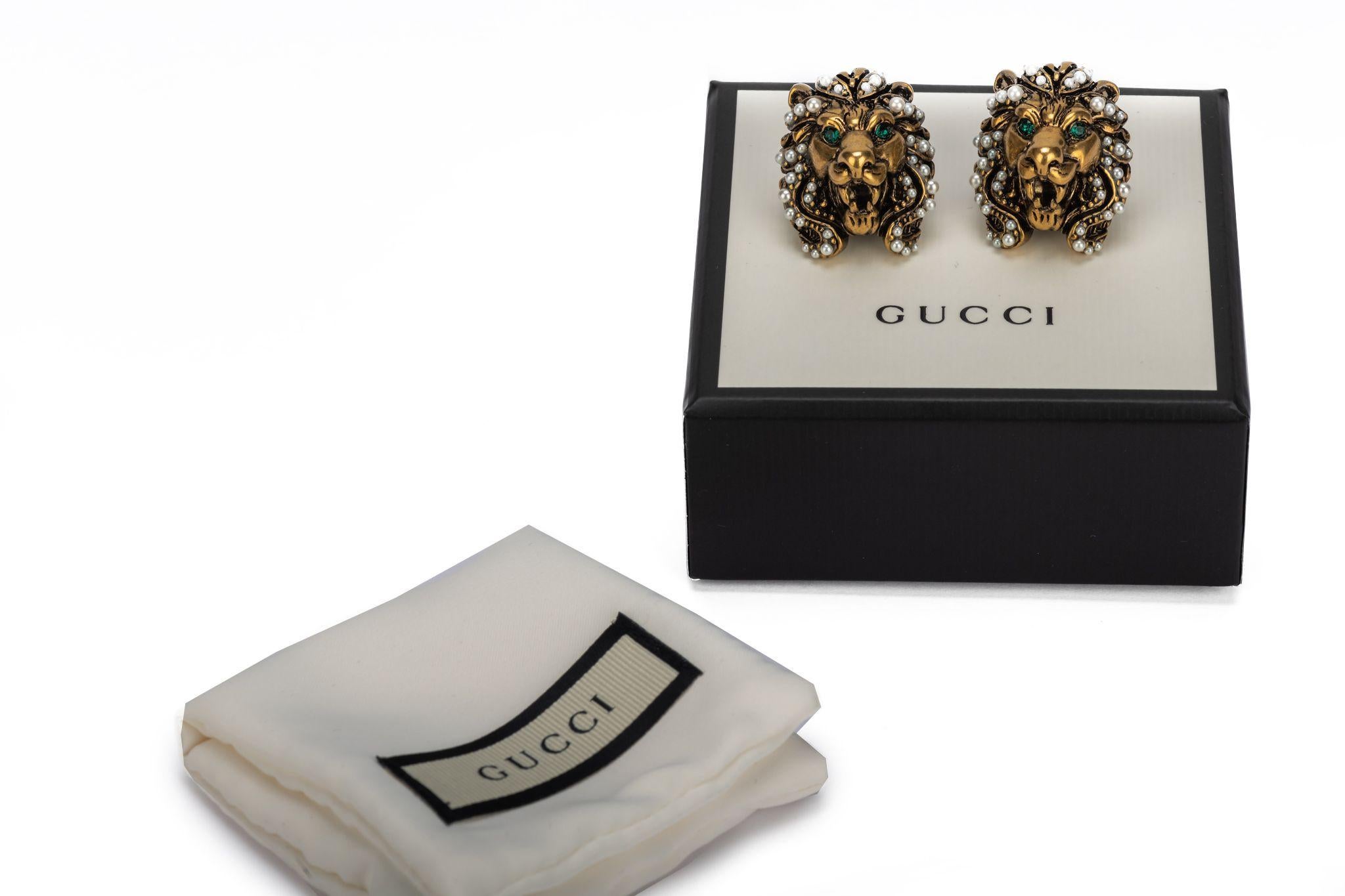 Gucci BNIB Lionshead Clip Earrings In New Condition For Sale In West Hollywood, CA