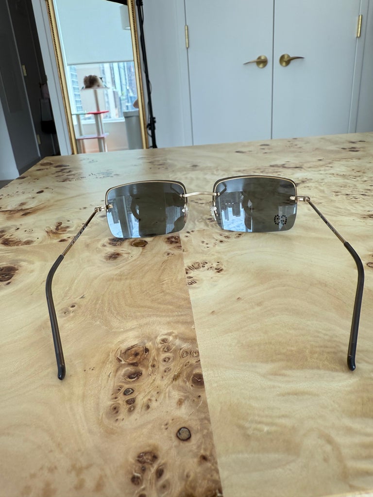 GUCCI GG vintage sunglasses- with strass -color blue-sparkle- vintage- rimless- GUCCI by TOM FORD 2002 Vintage Sunglasses w. Crystal GG Logo  main image 3