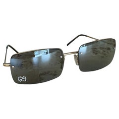 GUCCI BNIB Vintage Reflective Sonnenbrille m. GUCCI BNIB Vintage Kristallkristall GG Logo Randlos