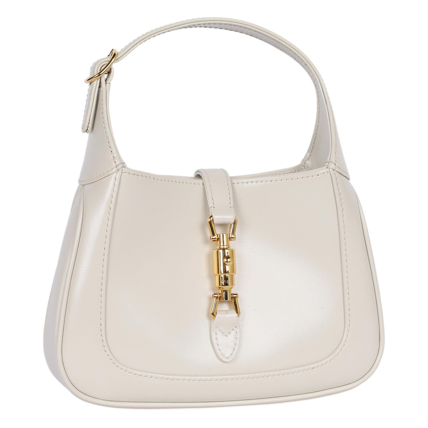 De las mujeres Gucci Abordado Dyana Lux Piel de Becerro Mini Jackie 1961 Hobo Blanco Místico