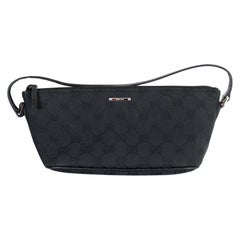 Gucci Boat Black Monogram Clutch Evening Bag 2000s Canvas and Leather