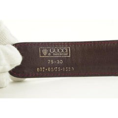 Gucci Bordeaux Burgundy x Gold GG Interlock Logo Belt 735ggs324