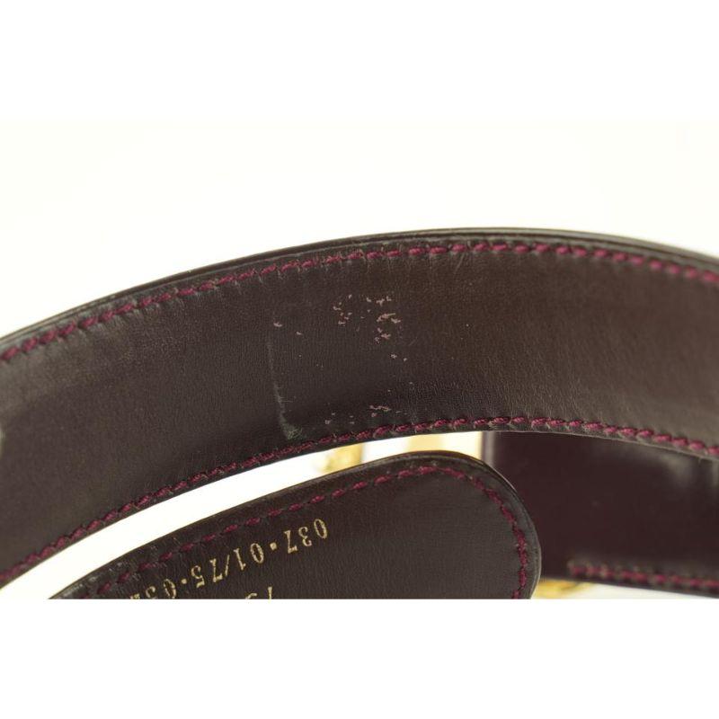 Gucci Bordeaux Burgundy x Gold GG Interlock Logo Belt 735ggs324 In Good Condition For Sale In Dix hills, NY