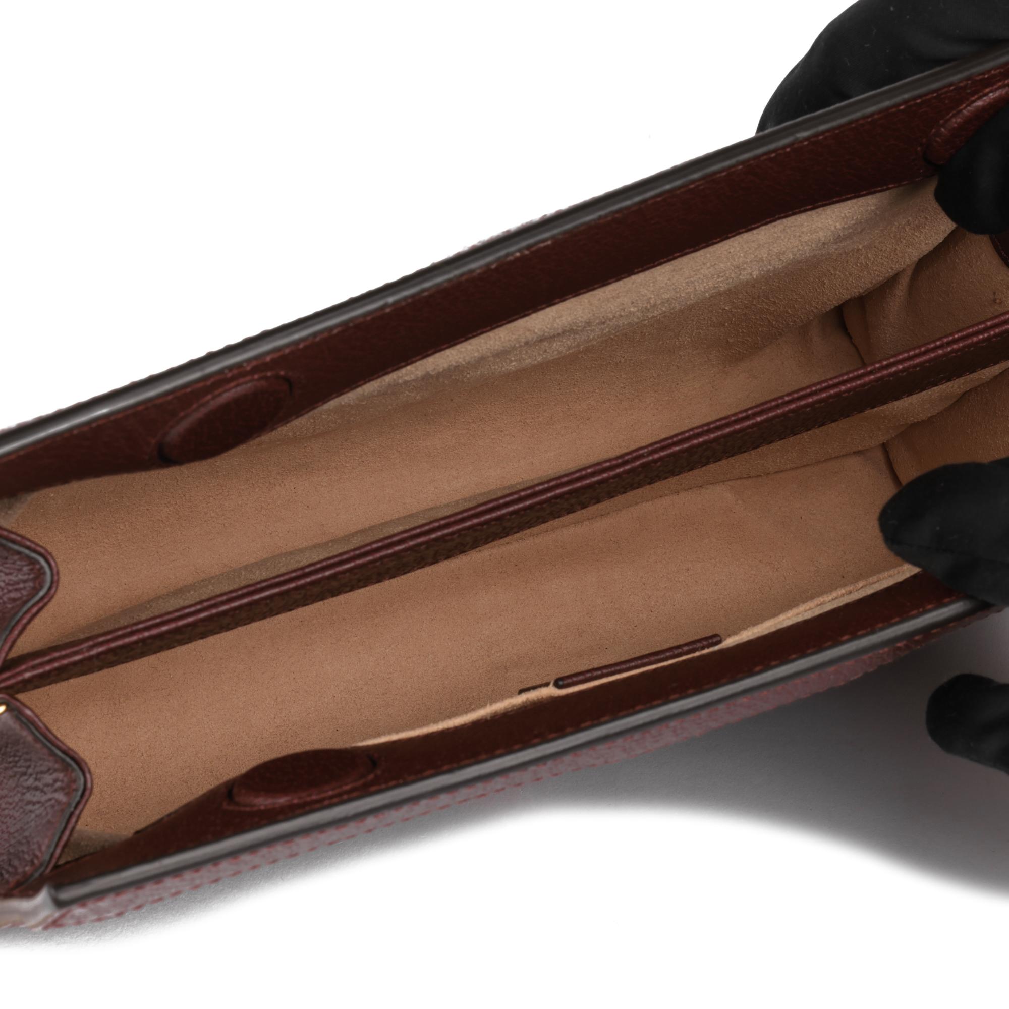 GUCCI Borsa a tracolla Ophidia piccola in pelle di vitello Bordeaux e GG Web 5