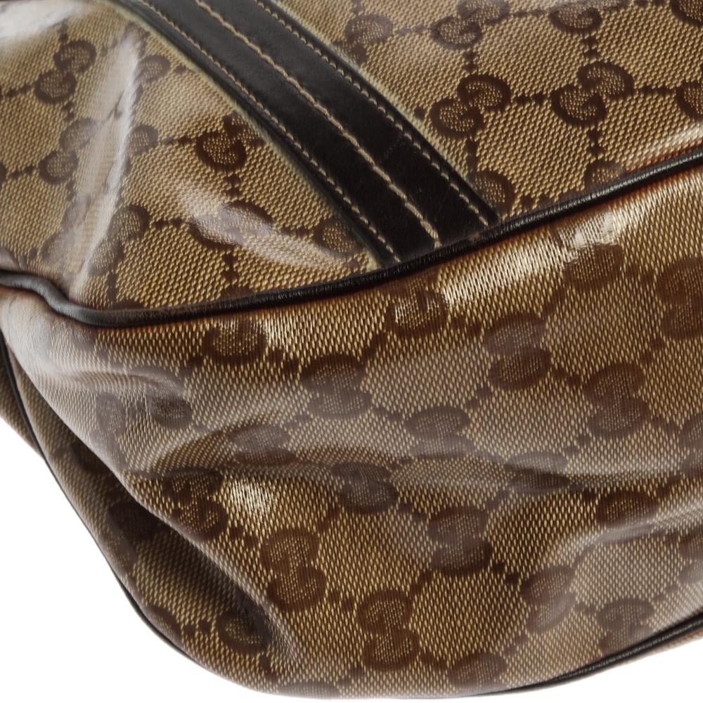 Brown Gucci Borwn/Beige GG Crystal Canvas and Leather Duchessa Flap Shoulder Bag