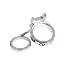 Gucci Bosco & Orso Sterling Silver Enamel Cocktail Ring Sz 5 1/4