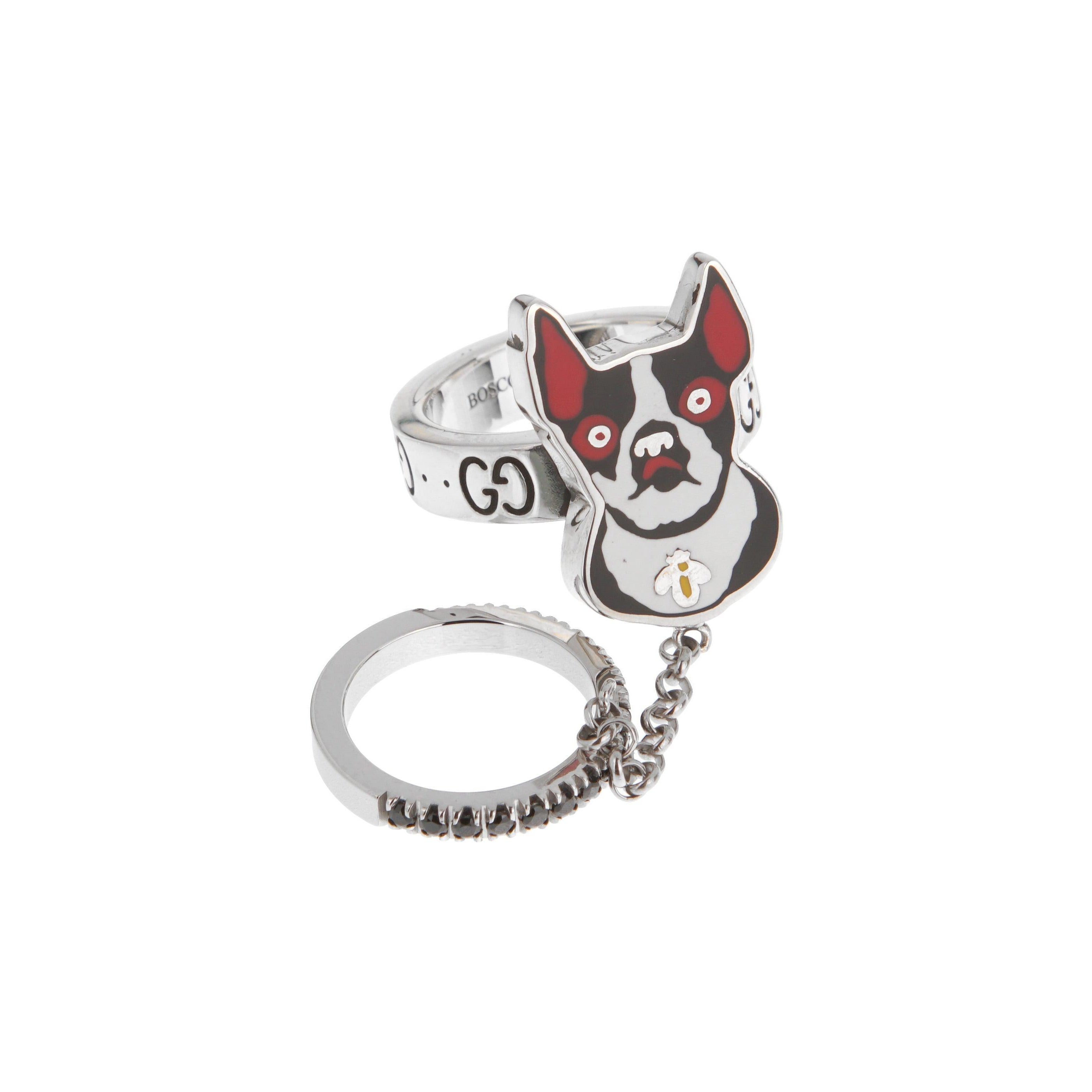 Gucci Bosco
Orso Sterling Silver Enamel Cocktail Ring Sz 7 1/2