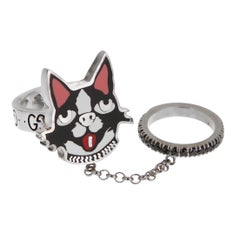 Gucci Bosco 
Orso Sterling Silber Spinell Double Cocktail Ring Sz 6