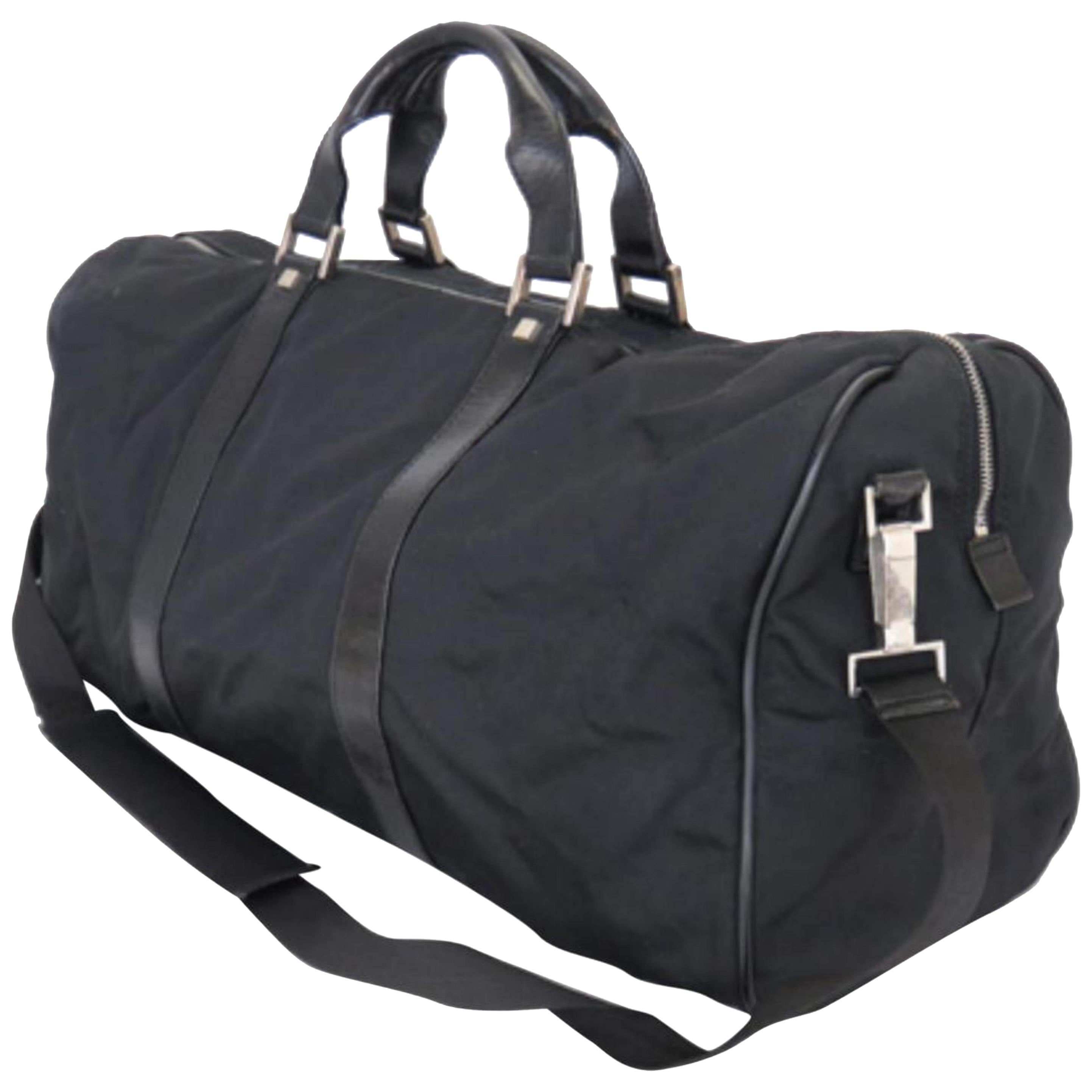Gucci Boston 2way Duffle 226369 Black Nylon X Leather Weekend/Travel Bag For Sale