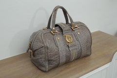 Gucci Boston Aviatrix Grey Ostrich Weekend/Travel Bag
