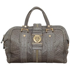 Vintage Gucci Boston Aviatrix Grey Ostrich Weekend/Travel Bag