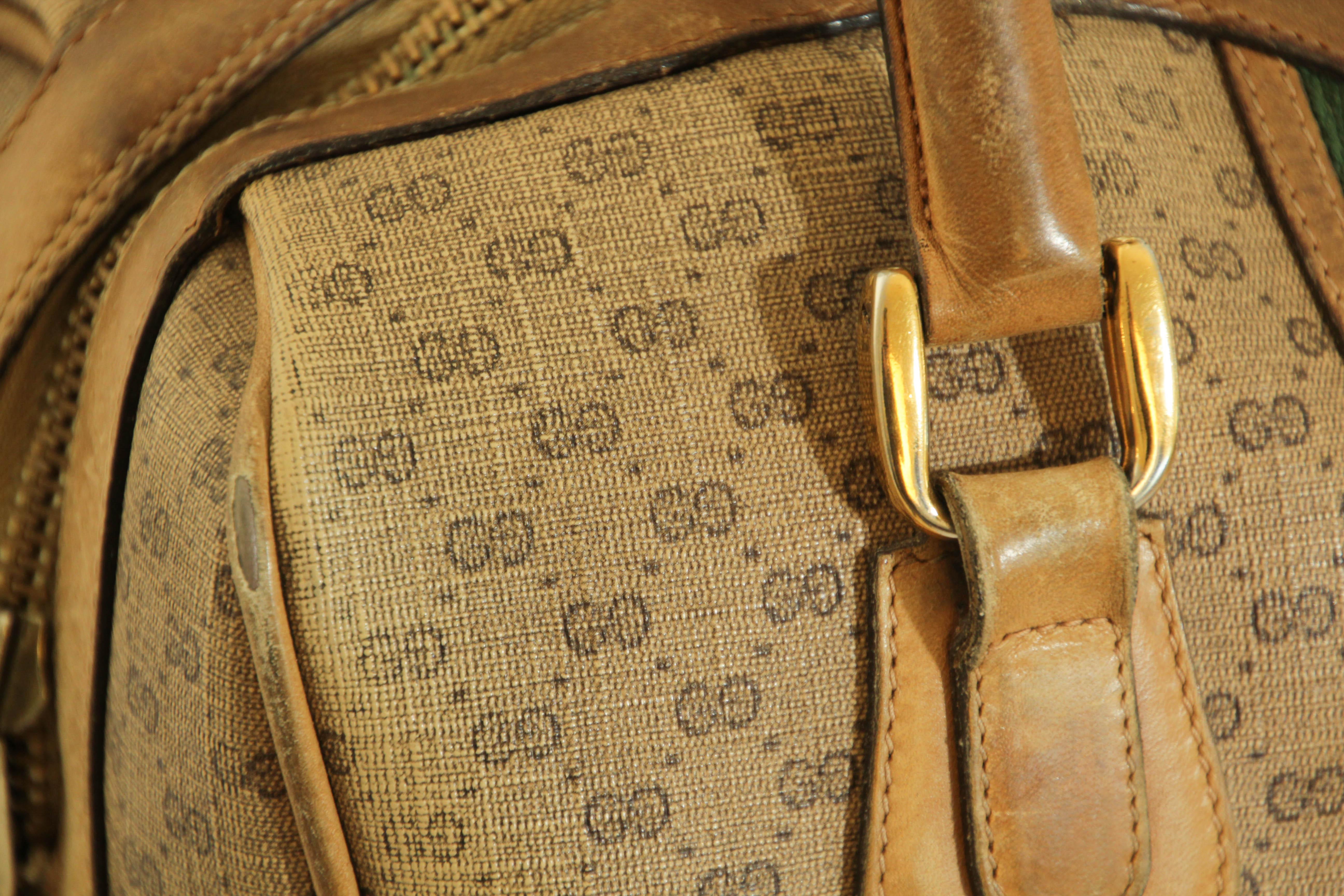 GUCCI Boston Bag Web GG Supreme Monogram Vintage Gucci 1970s For Sale 11