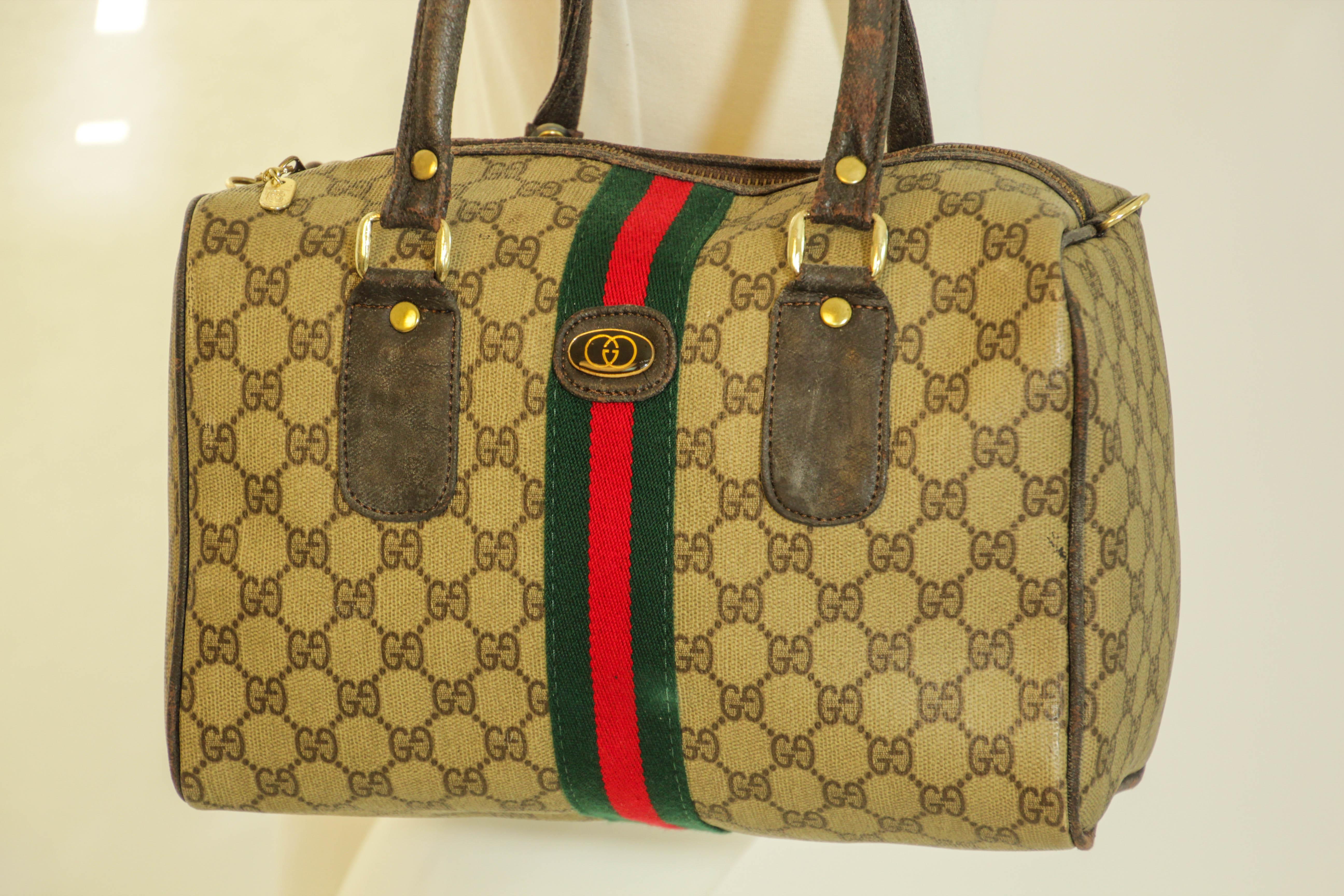 GUCCI Ophidia Boston Bag Web GG Supreme Monogram Vintage Gucci 1970s 12