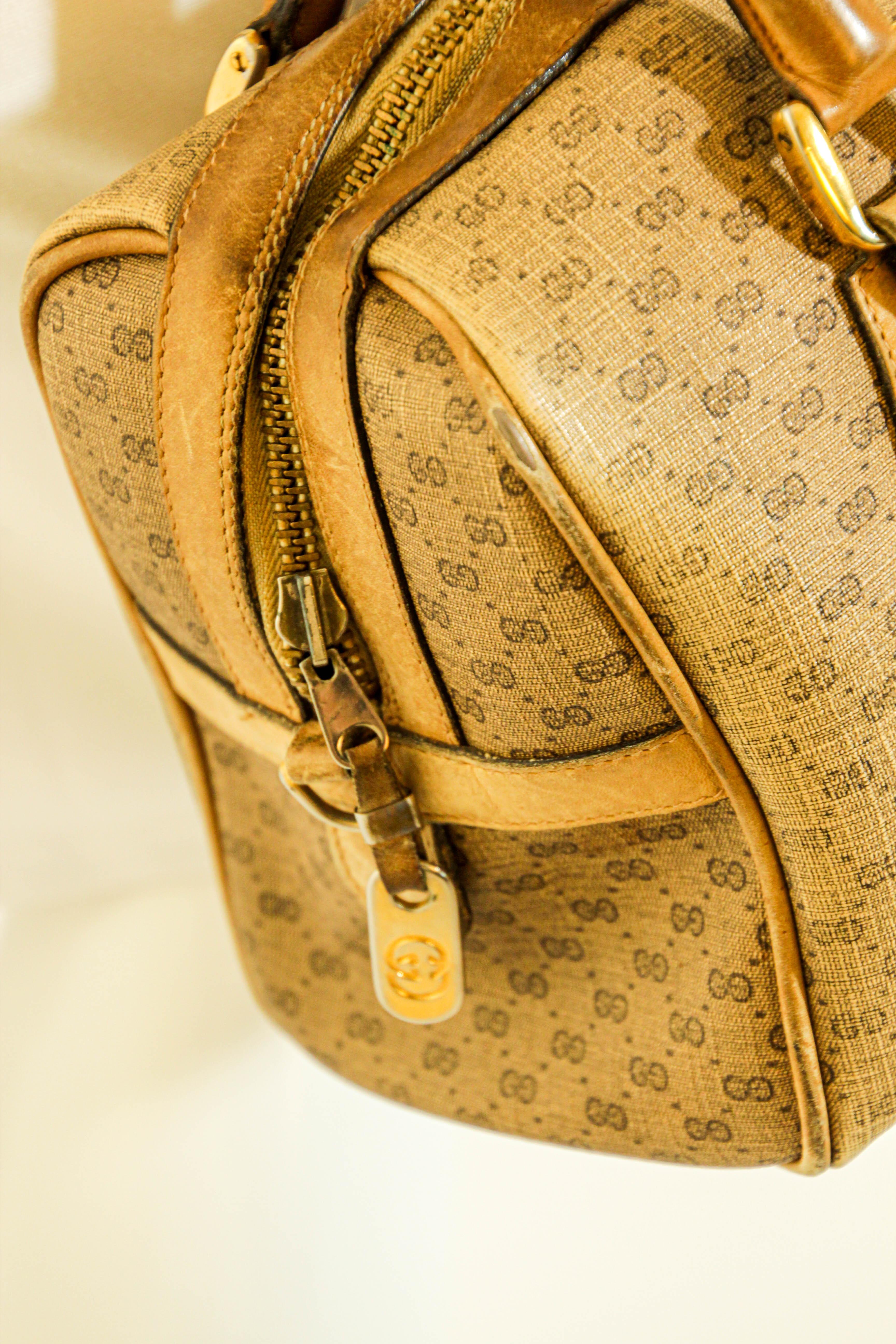 GUCCI Boston Bag Web GG Supreme Monogram Vintage Gucci 1970s For Sale 1