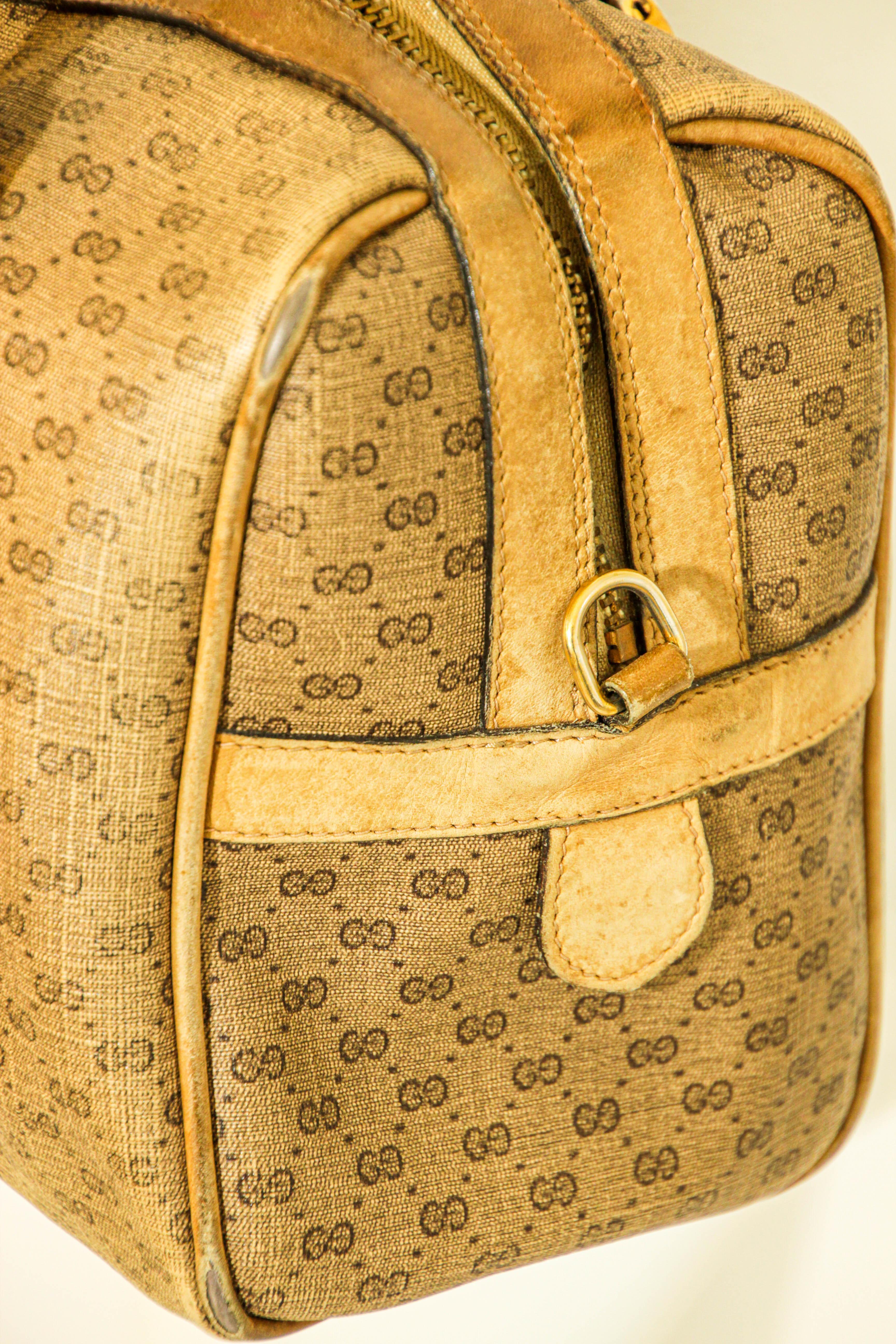 GUCCI Boston Bag Web GG Supreme Monogram Vintage Gucci 1970s For Sale 3
