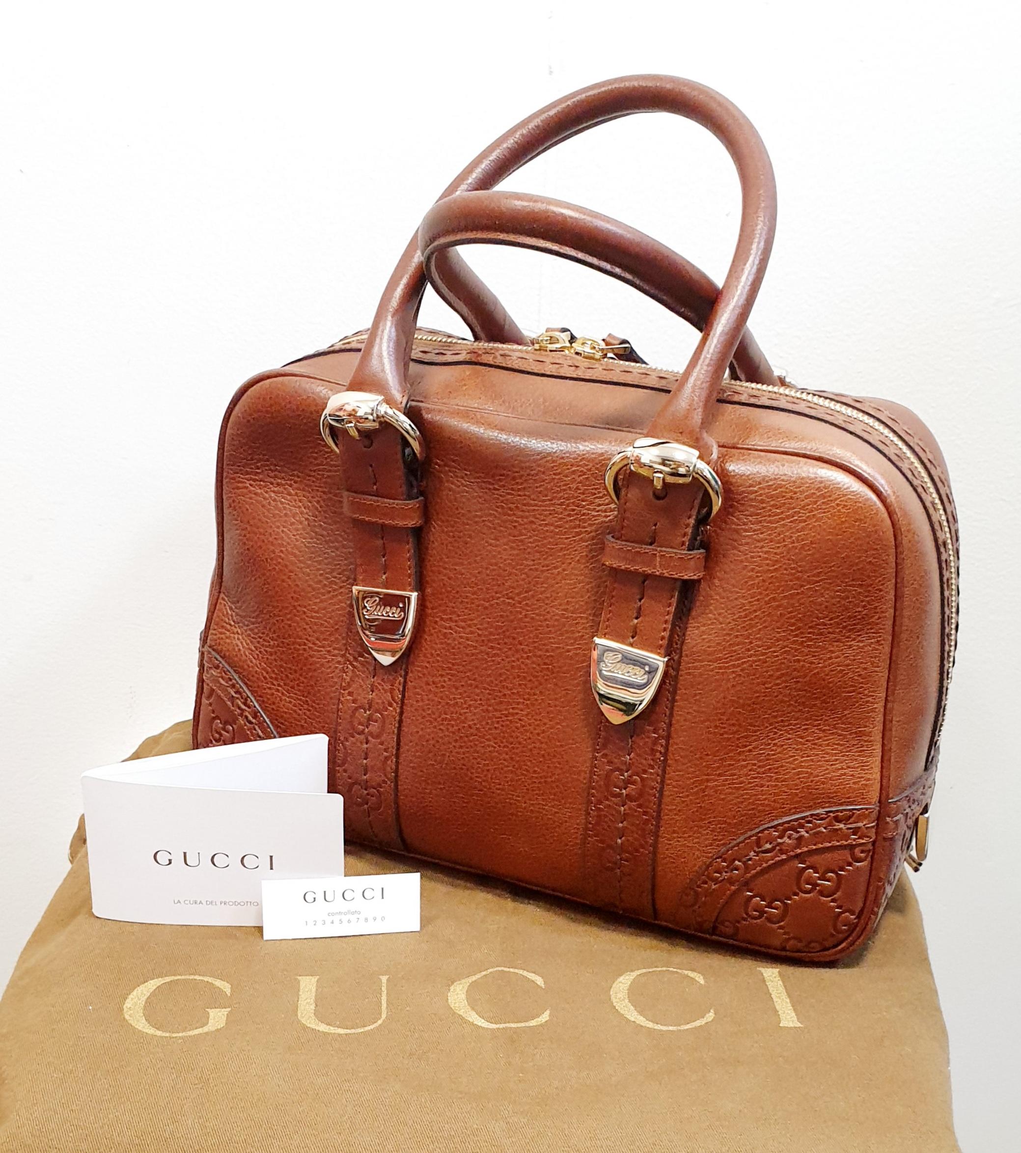 Gucci  Boston Brown Leather Shoulder Bag In New Condition In  Bilbao, ES