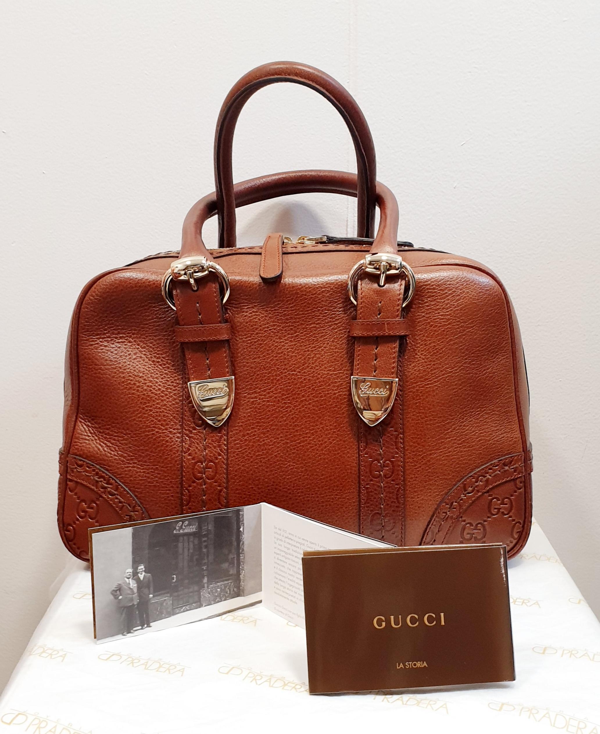 Gucci  Boston Brown Leather Shoulder Bag 1