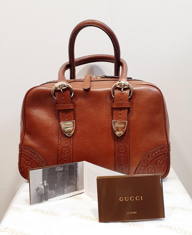 Boston leather handbag Gucci Brown in Leather - 35307303