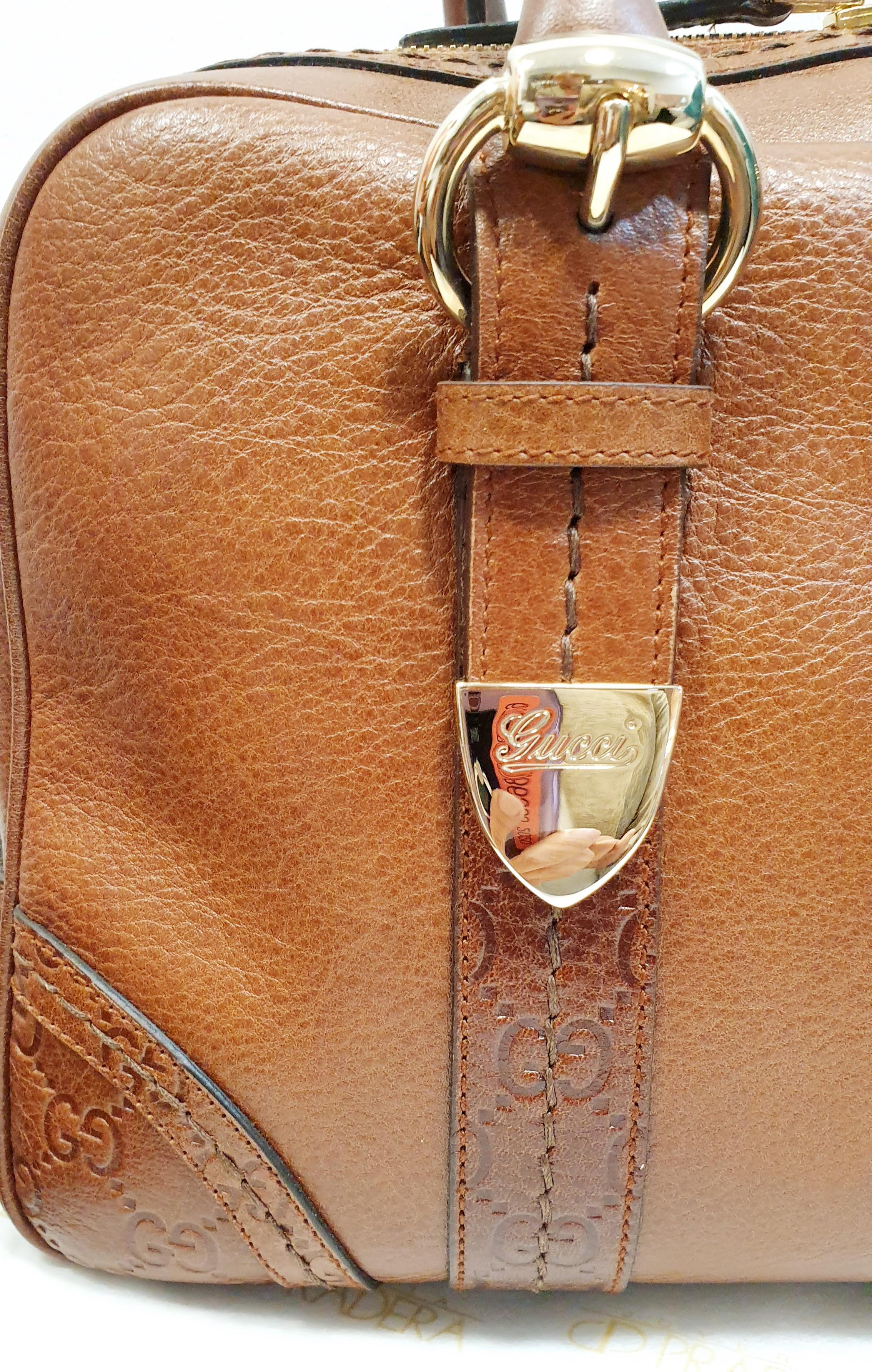 Gucci  Boston Brown Leather Shoulder Bag 2