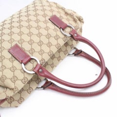 Gucci Boston Burgundy Monogram Gg 869728 Brown Canvas Satchel