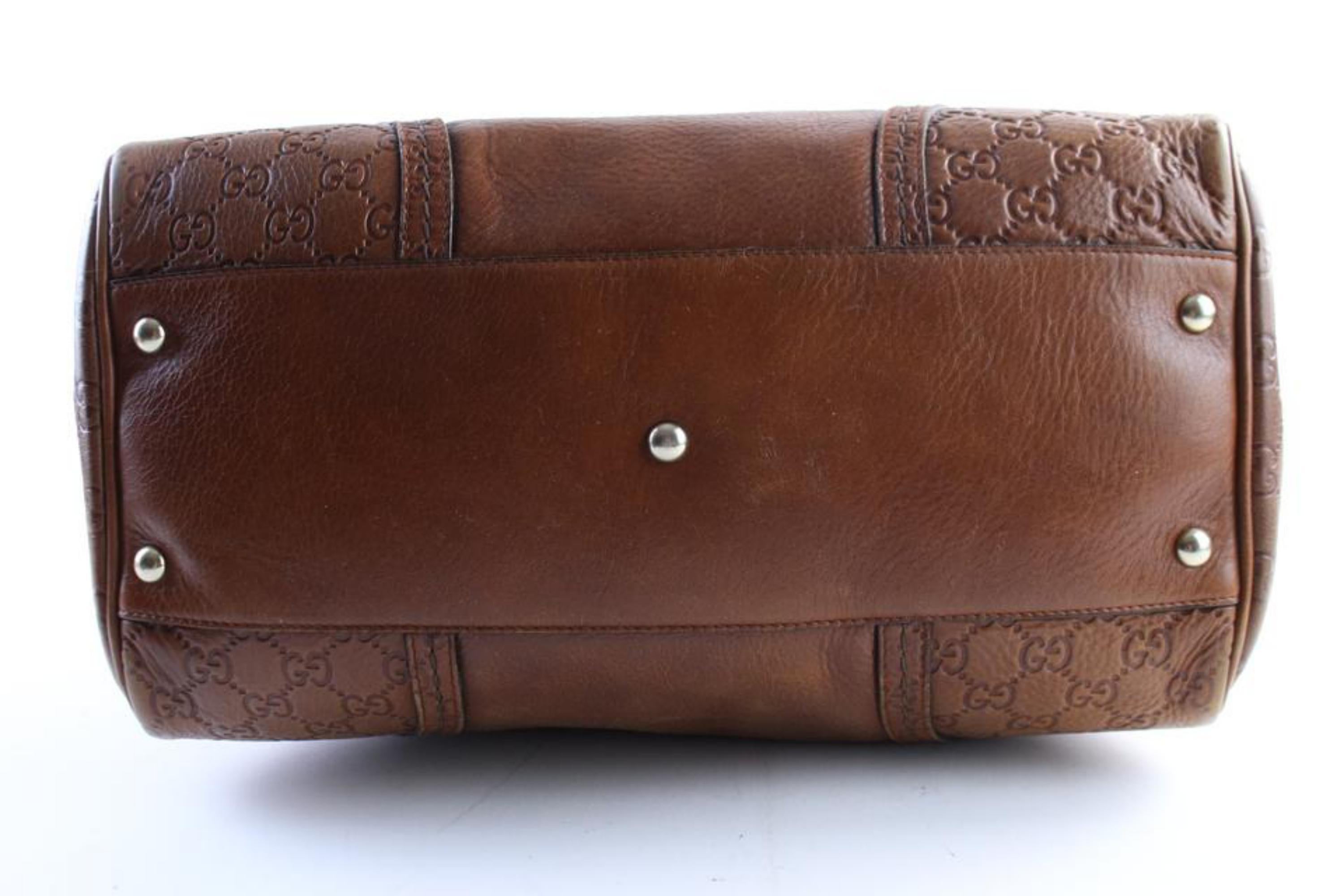 Gucci Boston Dome Signoria 29gr0426 Brown Guccissima Leather Satchel For Sale 5