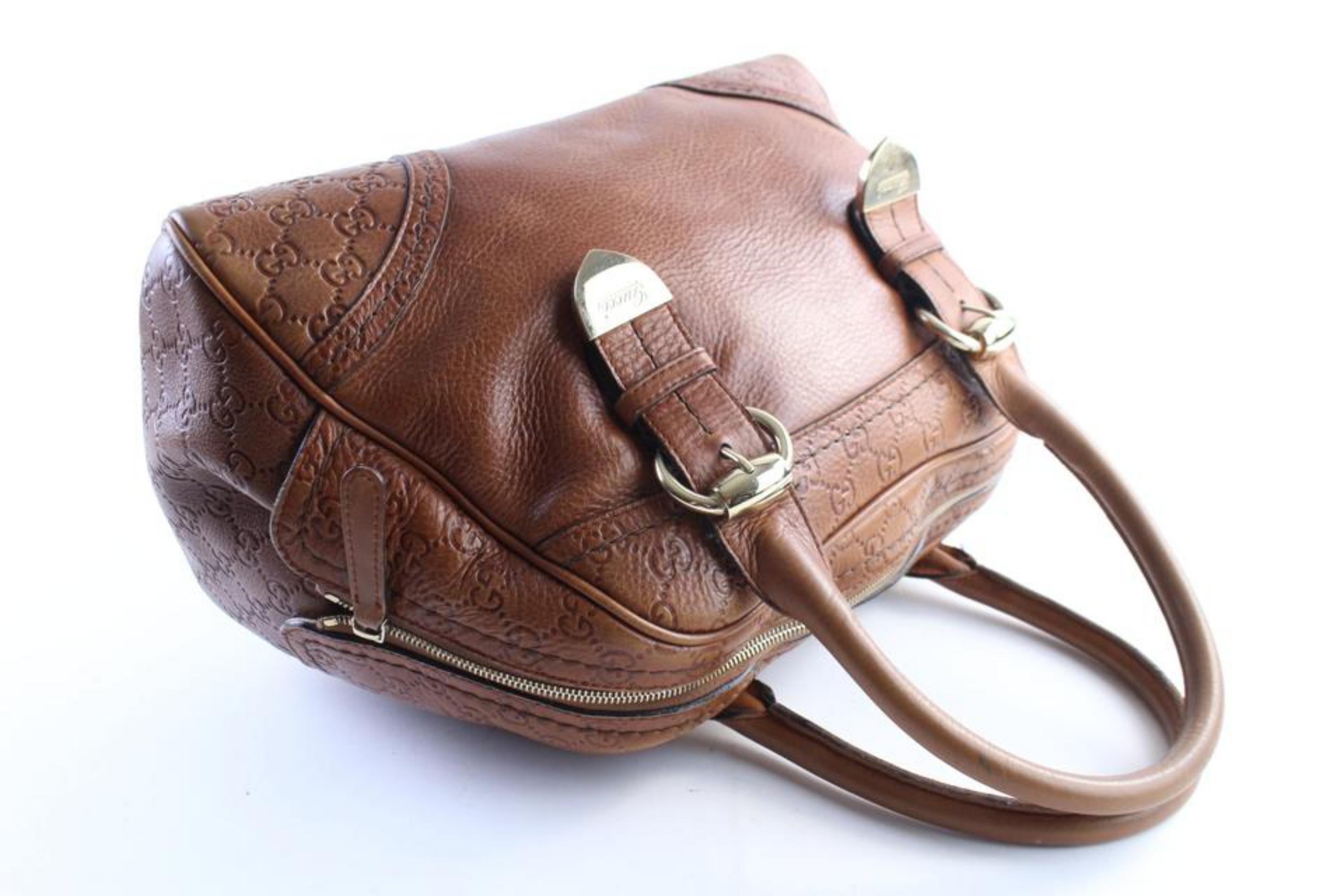 Gucci Boston Dome Signoria 29gr0426 Brown Guccissima Leather Satchel For Sale 1