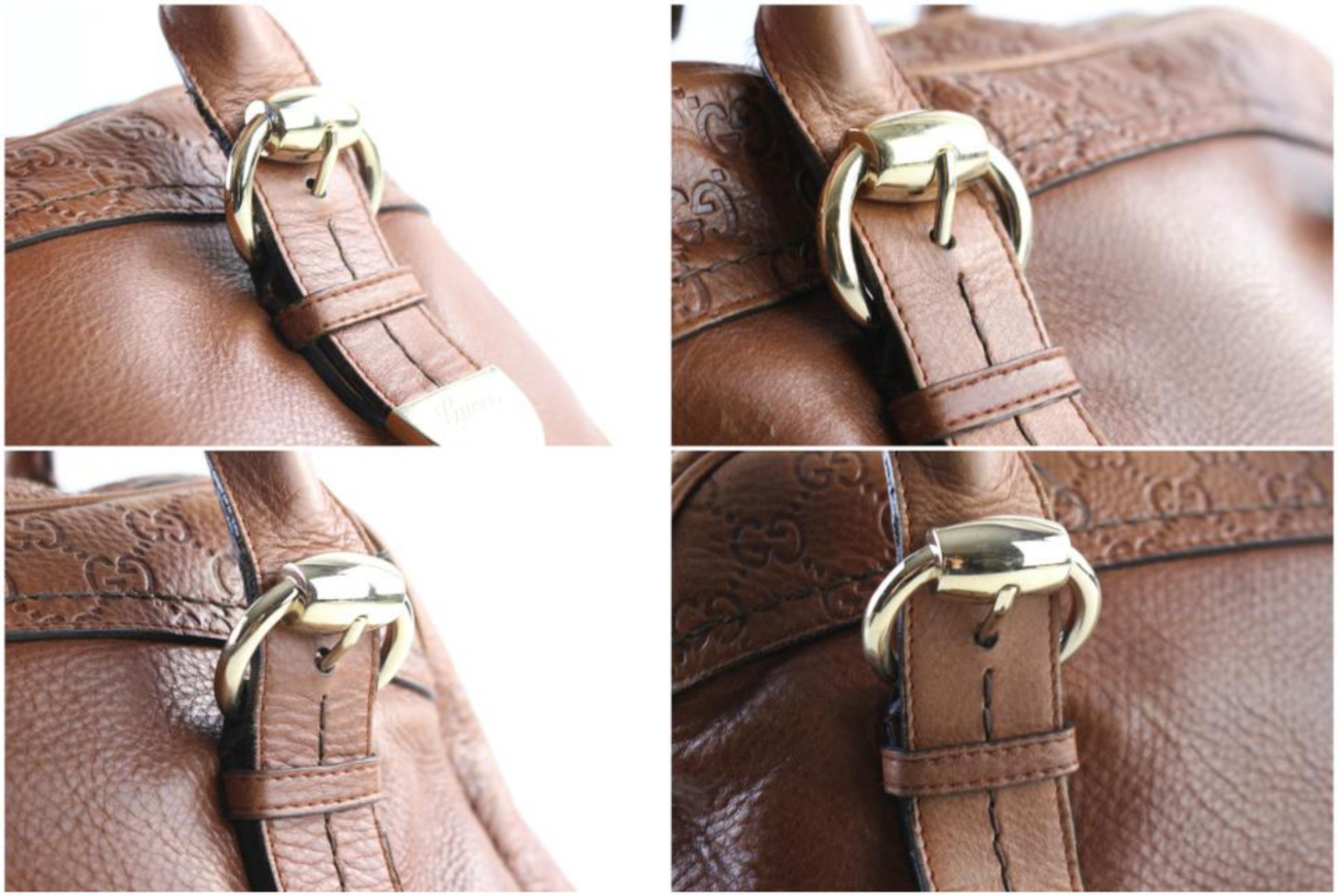 Gucci Boston Dome Signoria 29gr0426 Brown Guccissima Leather Satchel For Sale 2