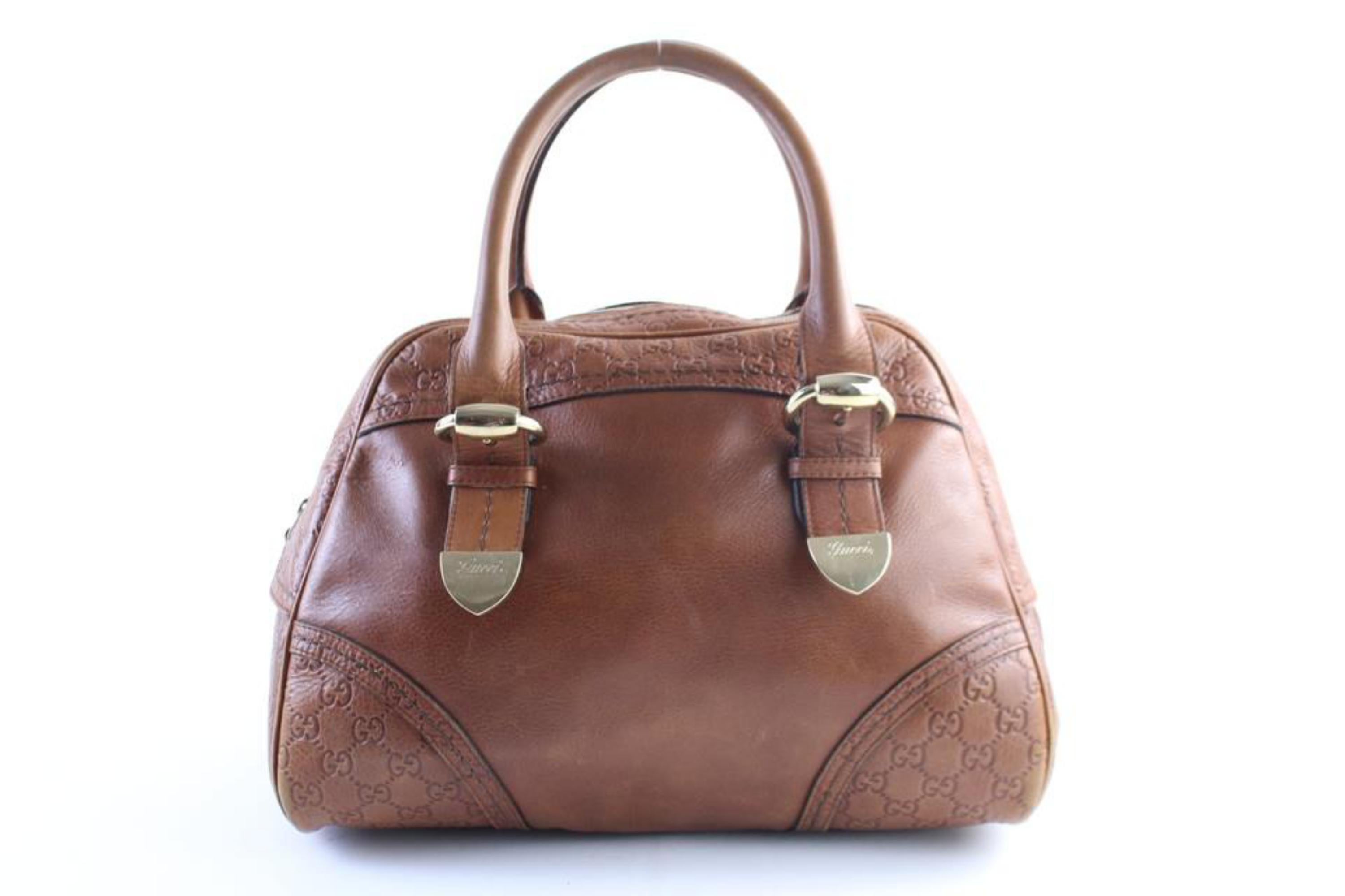 Gucci Boston Dome Signoria 29gr0426 Brown Guccissima Leather Satchel For Sale 3