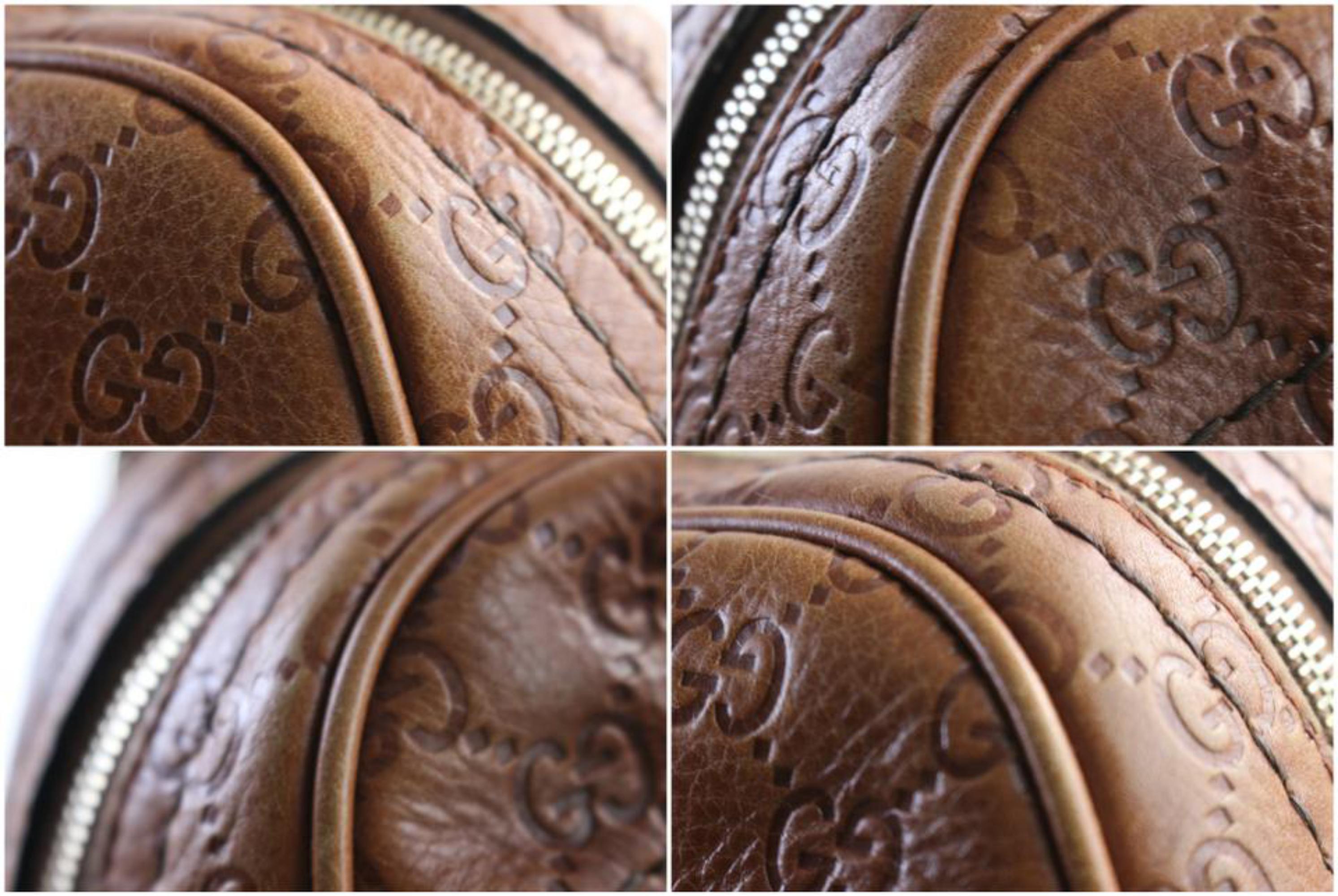 Gucci Boston Dome Signoria 29gr0426 Brown Guccissima Leather Satchel For Sale 4