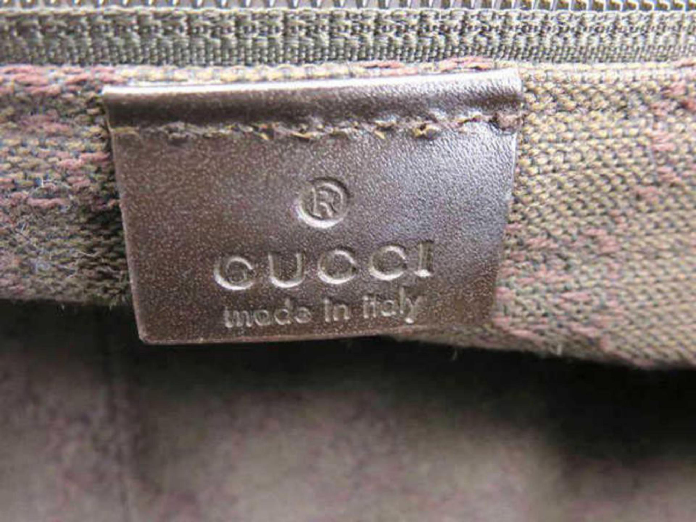 Women's or Men's Gucci Boston Extra Large Chocolate Signature Monogram Duffle 231113 Brown Canvas For Sale