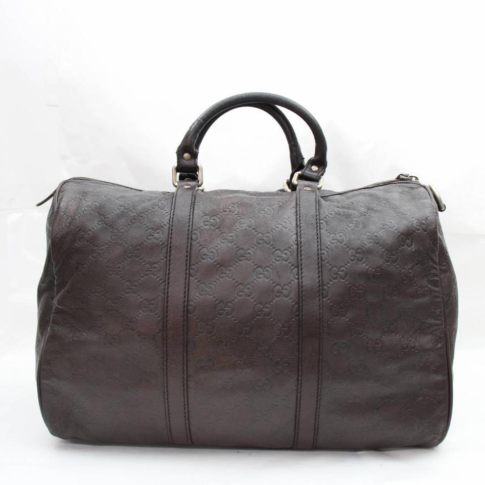 Gucci Boston Guccissima Joy Duffle 867664 Brown Leather Weekend/Travel Bag In Good Condition For Sale In Forest Hills, NY