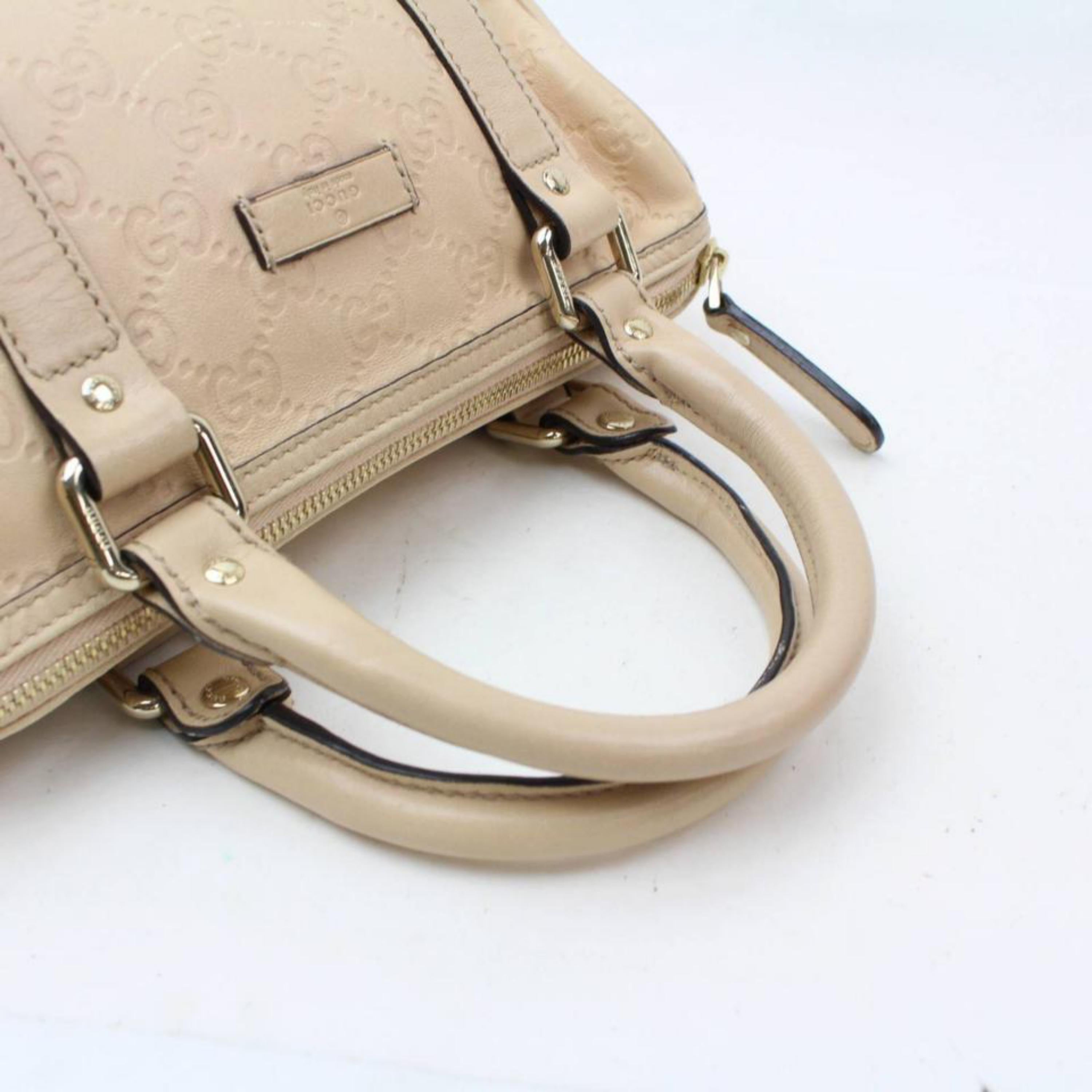 Gucci Boston Guccissima Small Joy 868422 Beige Leather Satchel For Sale 6