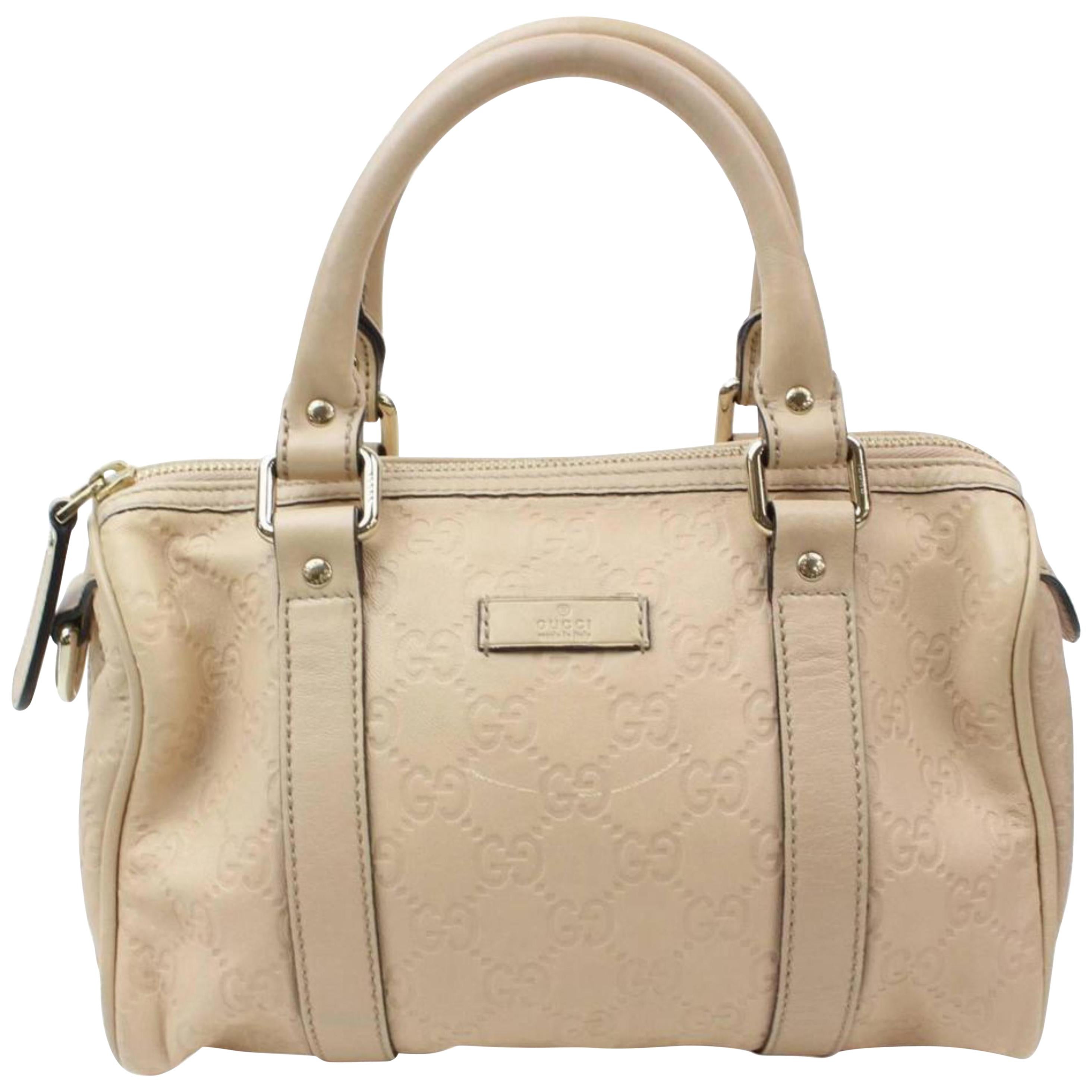 Gucci Boston Guccissima Small Joy 868422 Beige Leather Satchel For Sale
