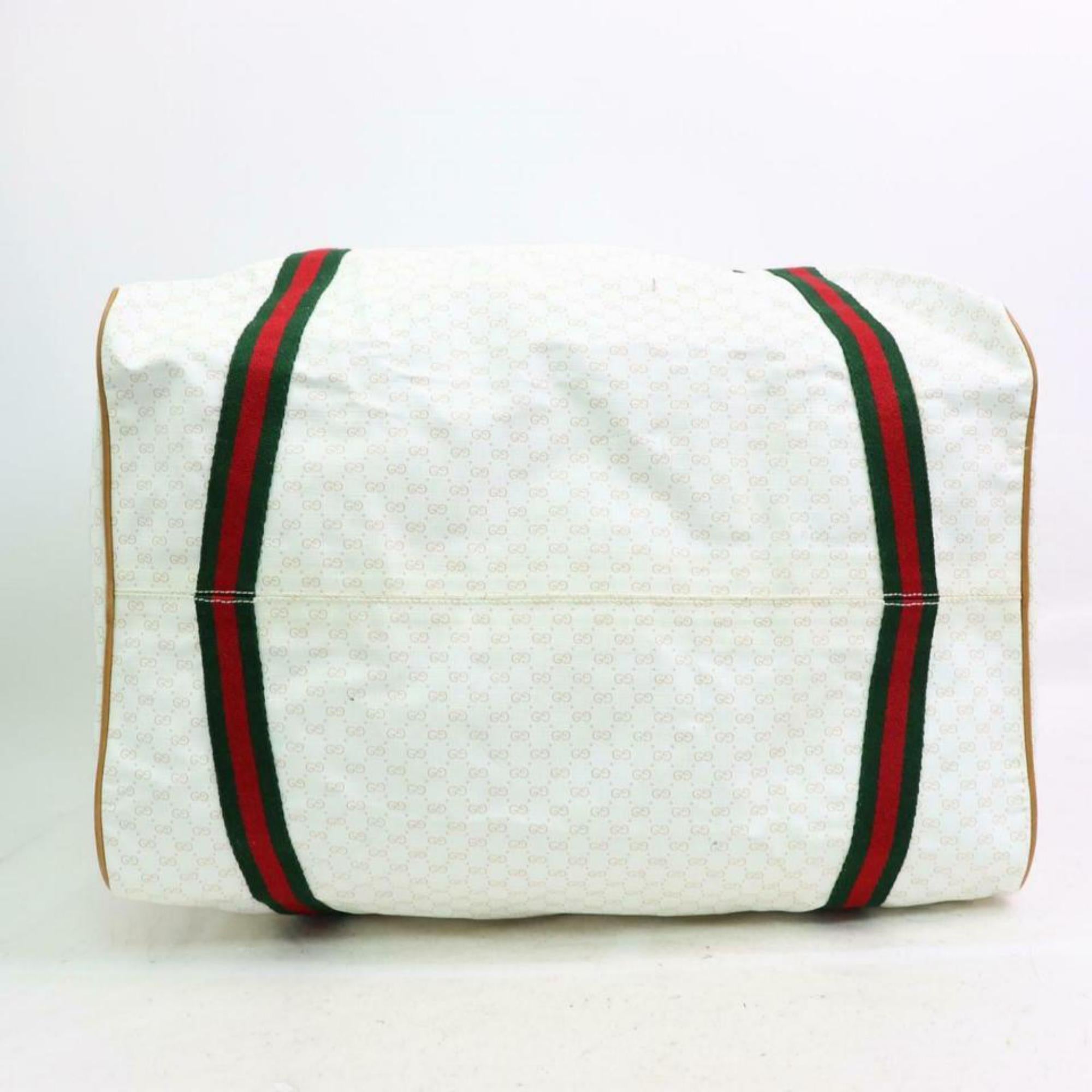 Gucci Boston Large Supreme Sherry Duffle 870309 White Coated Canvas Travel Bag For Sale 5