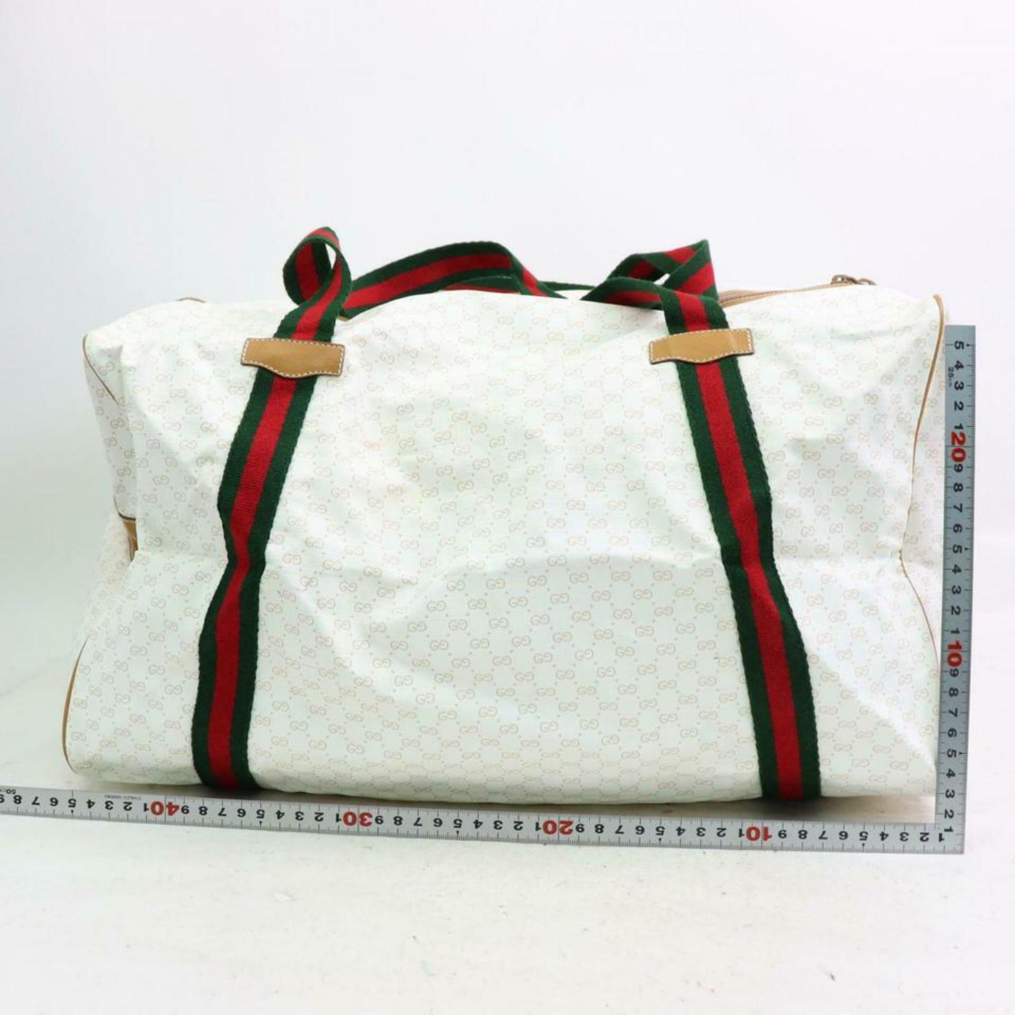 Gucci Boston Large Supreme Sherry Duffle 870309 White Coated Canvas Travel Bag For Sale 1