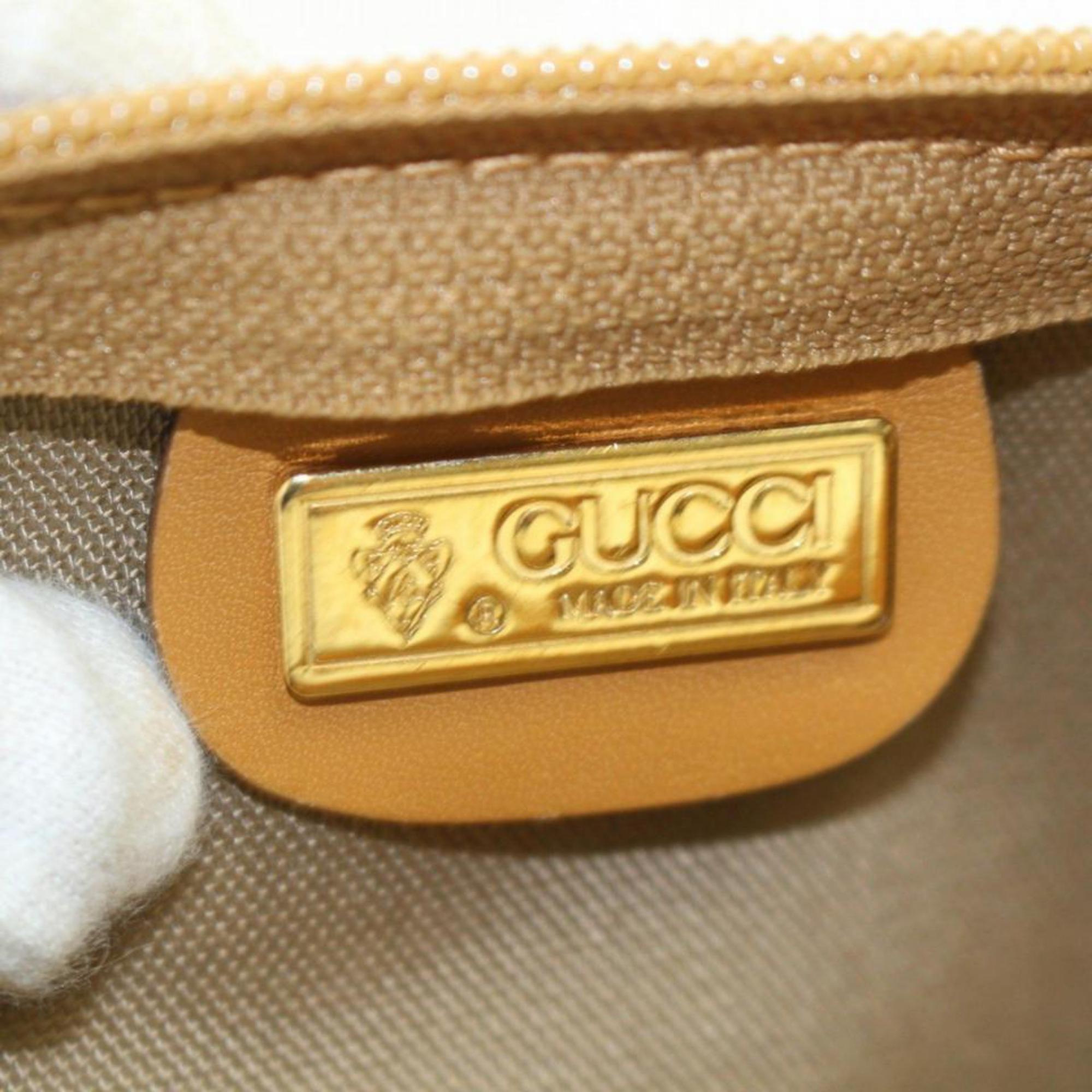 Gucci Boston Micro Gg  Duffle 869746 Brown Coated Canvas Weekend/Travel Bag In Good Condition For Sale In Forest Hills, NY