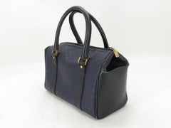 Gucci Boston Monogram Bicolor 867506 Navy Blue Coated Canvas Satchel