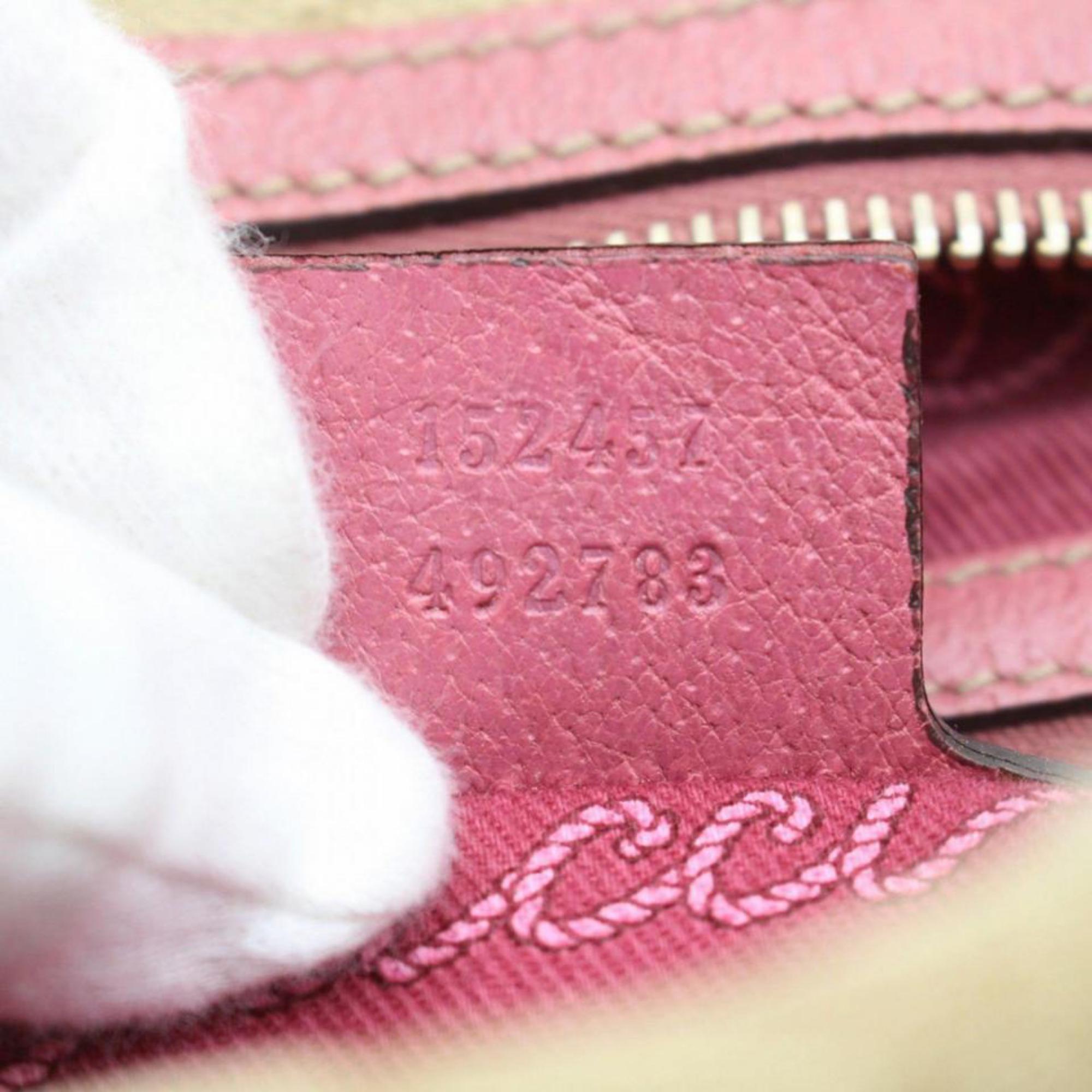 Gucci Boston Monogram Gg Charmy 868189 Pink Canvas Shoulder Bag For Sale 5