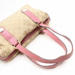 Gucci Boston Monogram Gg Charmy 868189 Pink Canvas Shoulder Bag