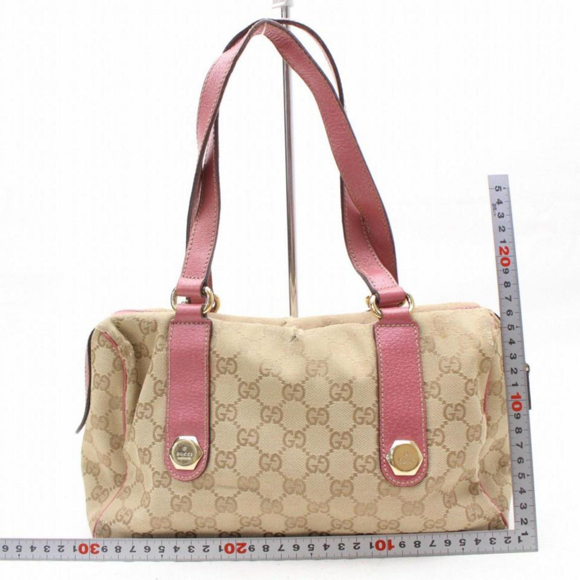 Gucci Boston Monogram Gg Charmy 868189 Pink Canvas Shoulder Bag For Sale 1