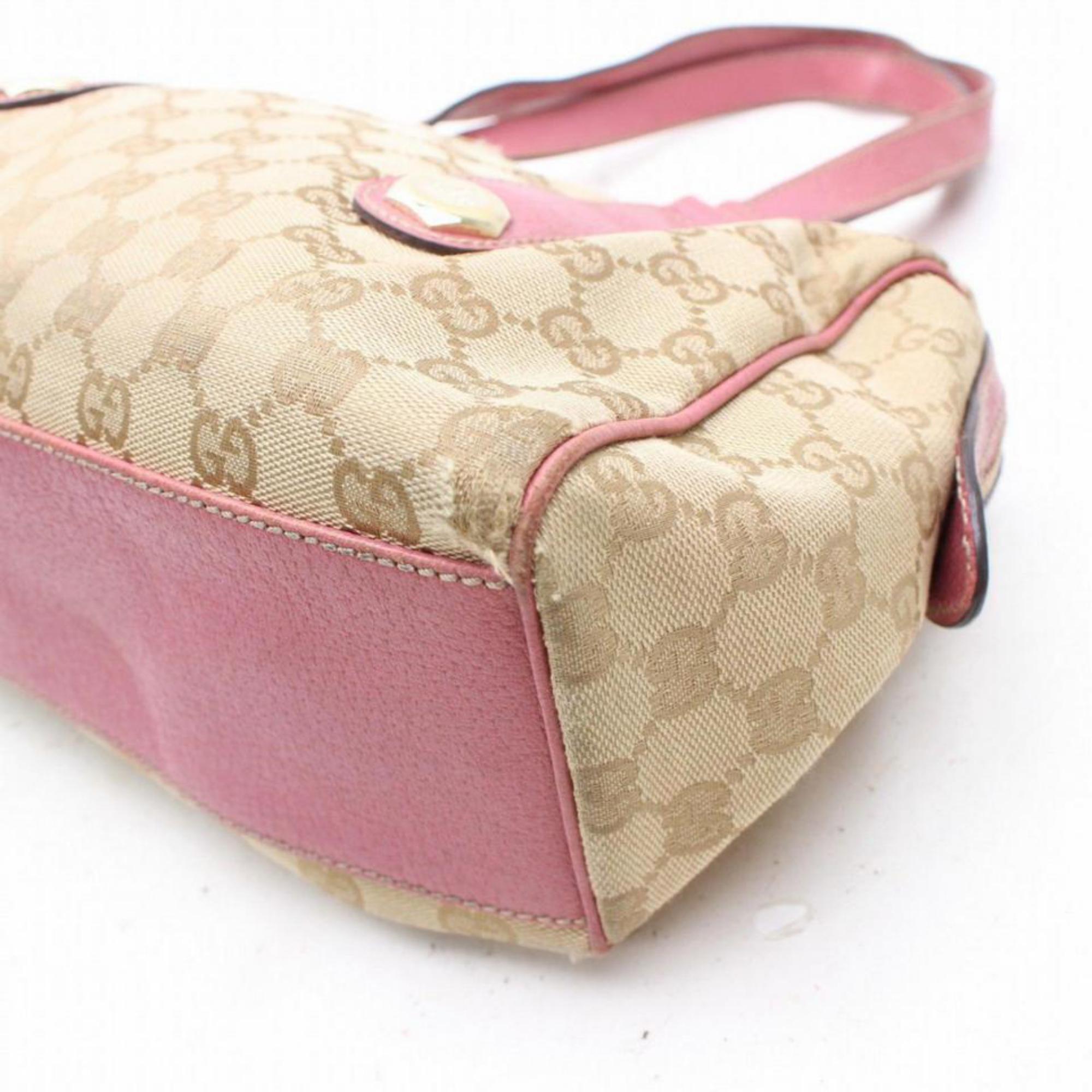 Gucci Boston Monogram Gg Charmy 868189 Pink Canvas Shoulder Bag For Sale 2