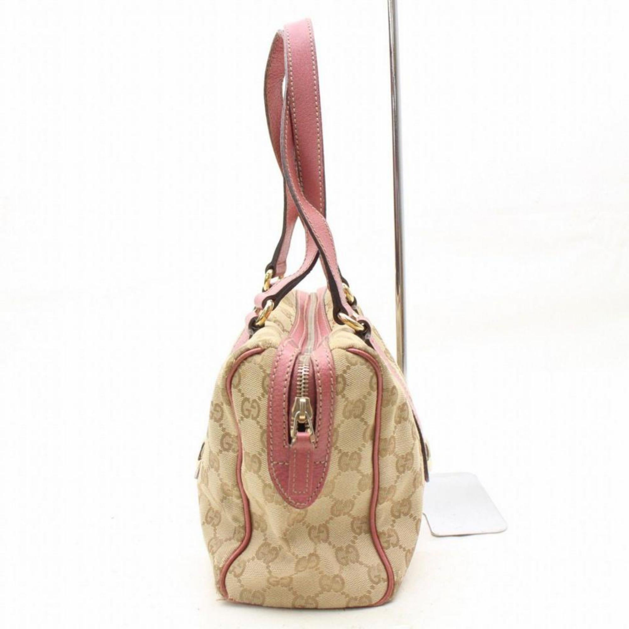Gucci Boston Monogram Gg Charmy 868189 Pink Canvas Shoulder Bag For Sale 3
