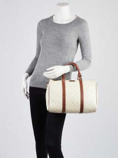 Gucci Boston Monogram Supreme Joy 867310 Ivory Coated Canvas Satchel
