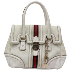 Gucci Boston Monogram Supreme Web Treasure 867140 White Coated Canvas Satchel